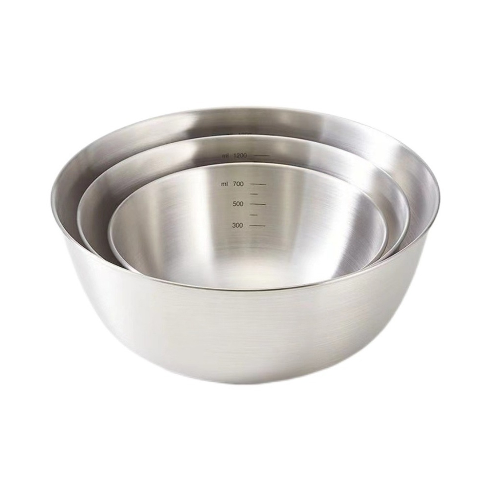 Kitchen Baking Essentials - 3pcs Stainless Steel Bowl Set with