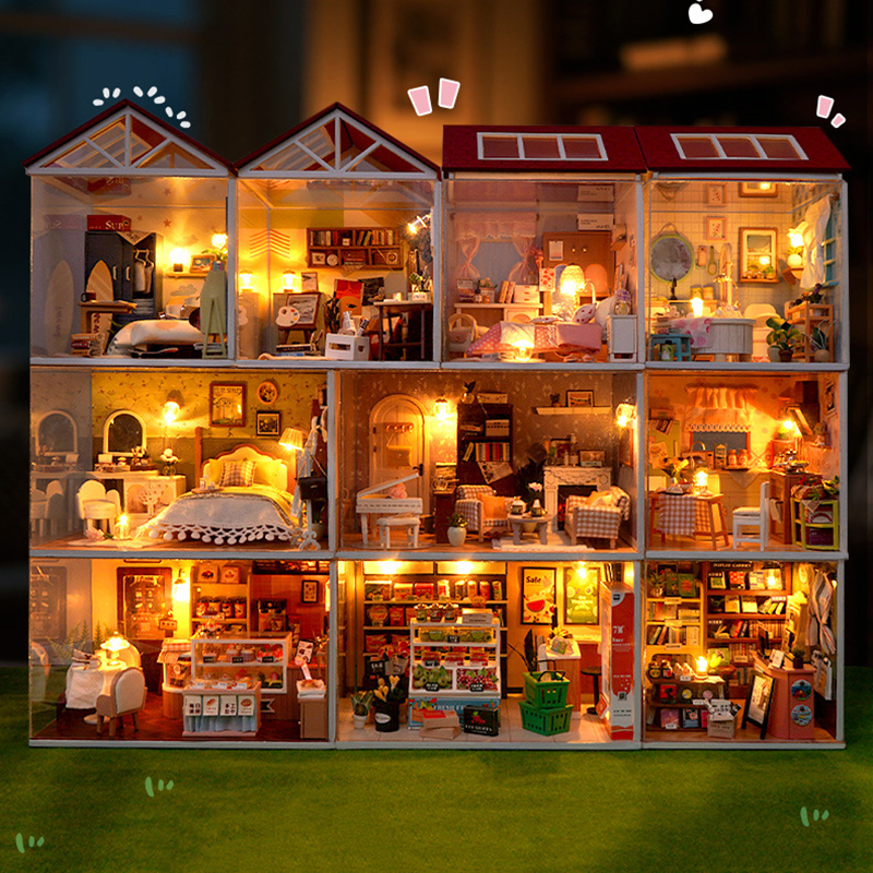 Kitchen Q - DIY Wooden Dollhouse Mini Bedroom Kitchen