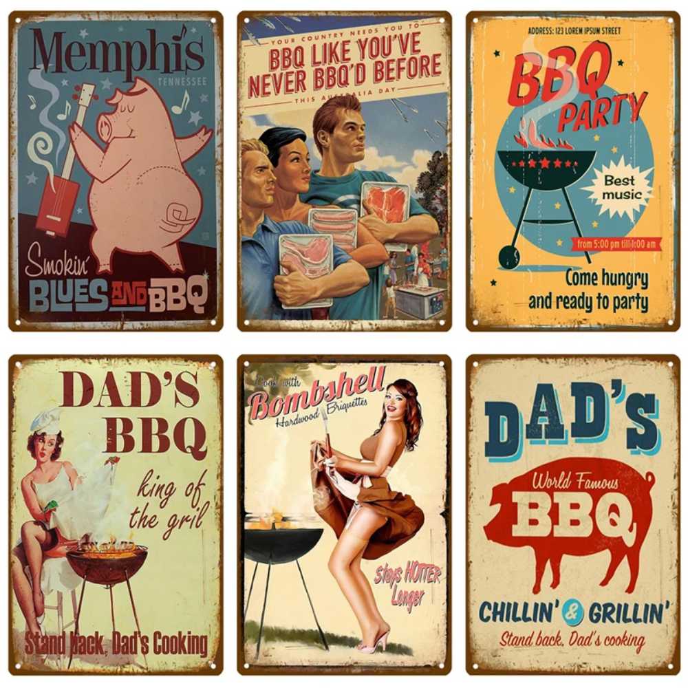 Kitchen Q - Retro BBQ Sign - Vintage Wall
