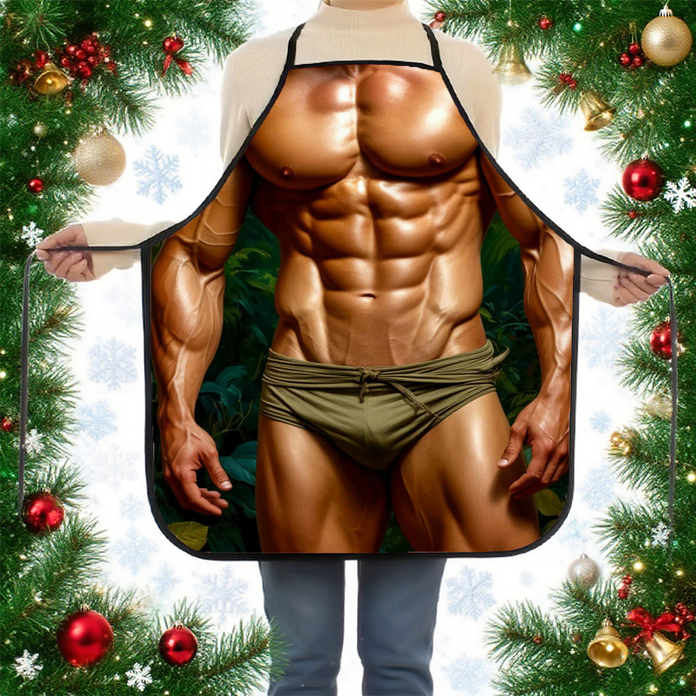 1pc Muscular Figure Apron with - Kitchen Baking Background review and price