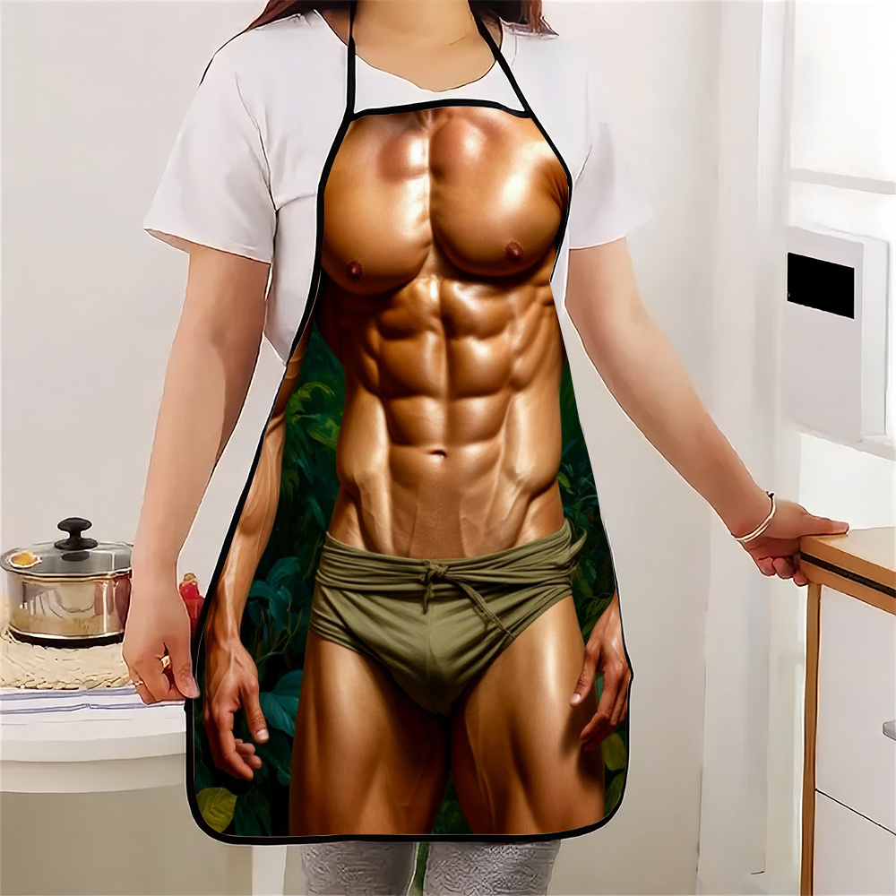 1pc Muscular Figure Apron with - Kitchen Baking Background review and price