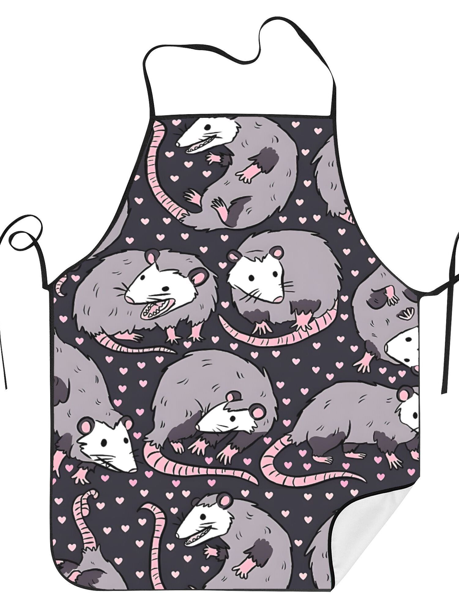 Cute Opossum Pattern Apron Bla - Kitchen Baking Background review and price