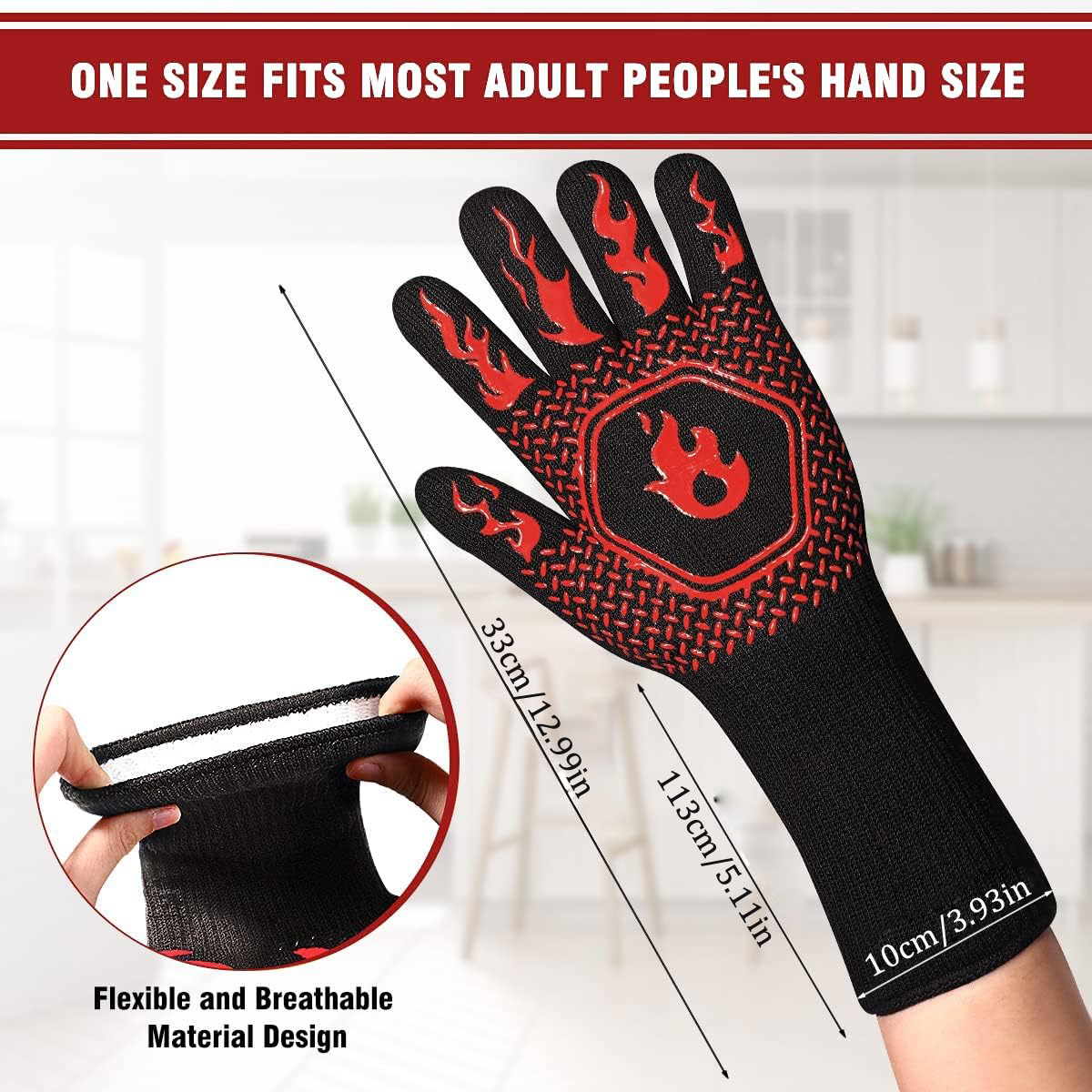 BBQ Grill Gloves High Temp Res - Kitchen Baking Gloves review and price