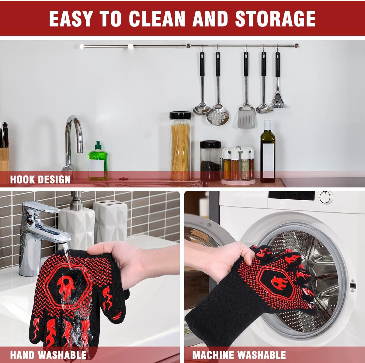 BBQ Grill Gloves High Temp Res - Kitchen Baking Gloves review and price