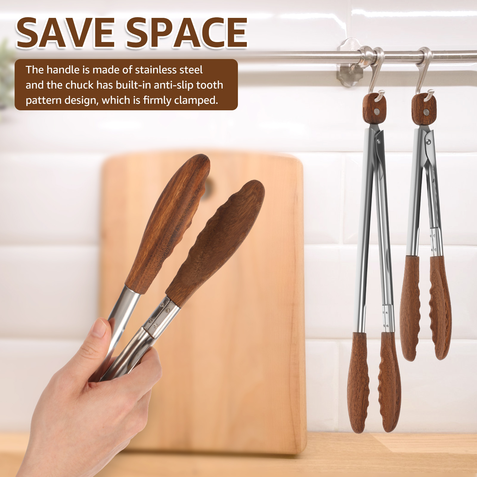 2/3 Pcs Food Tongs Walnut Wood - Kitchen Q review and price