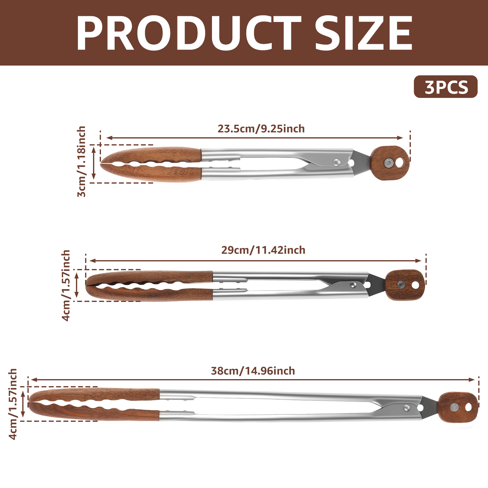 2/3 Pcs Food Tongs Walnut Wood - Kitchen Q review and price