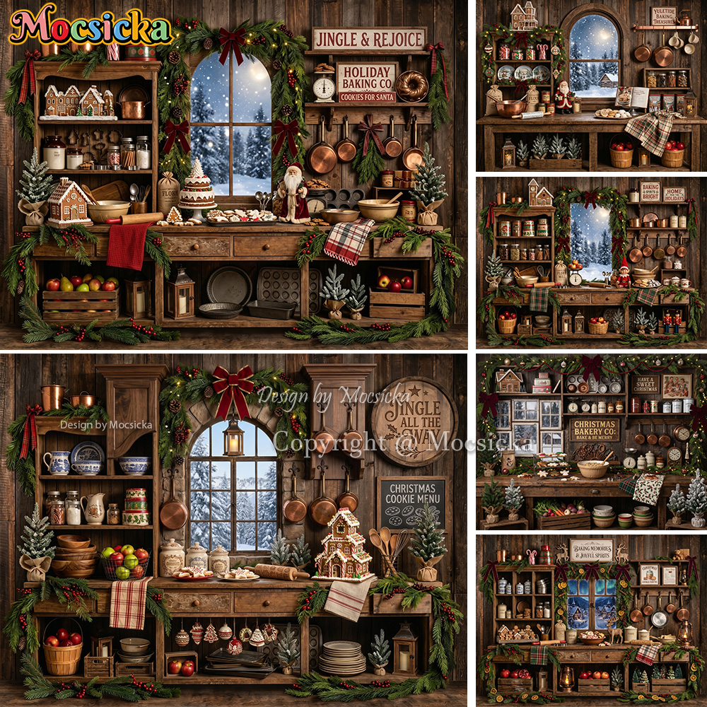 Mocsicka Christmas Rustic Kitc - Kitchen Baking Background review and price