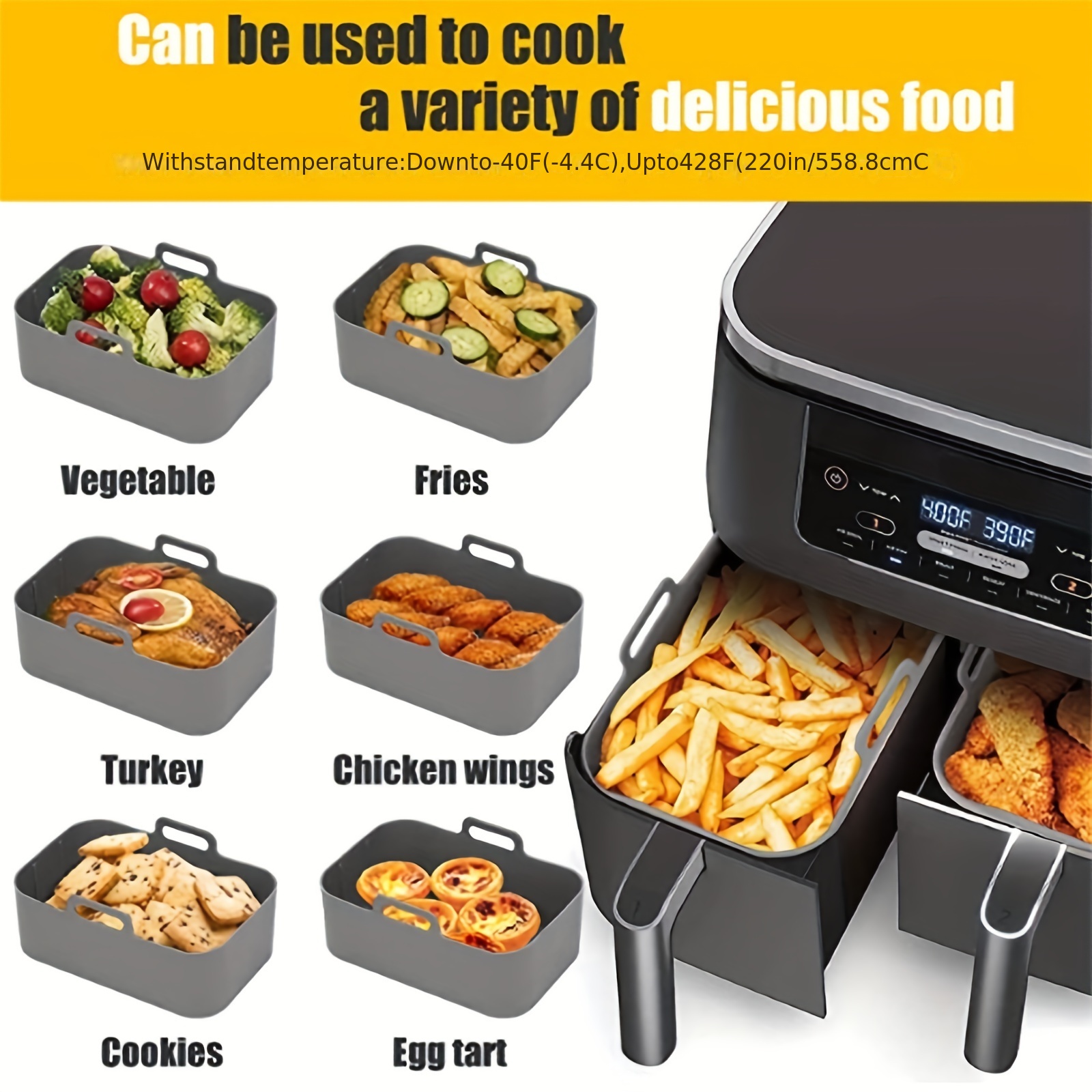 1/2Pcs Air Fryer Silicone Tray - Kitchen Baking Oven review and price
