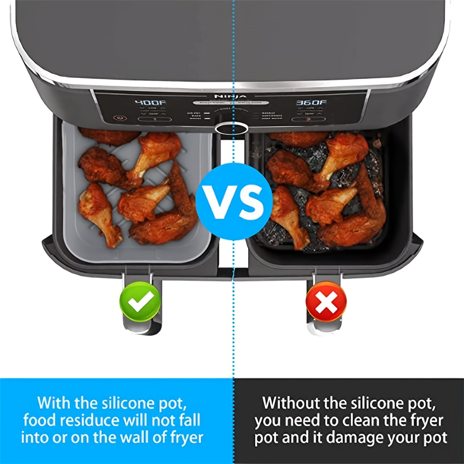 1/2Pcs Air Fryer Silicone Tray - Kitchen Baking Oven review and price