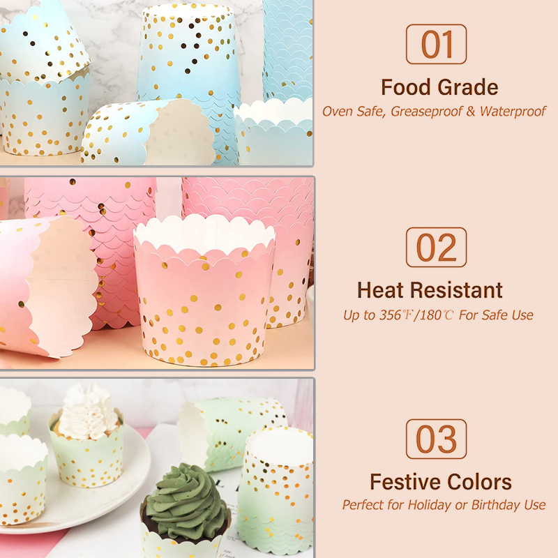 50Pcs Gold Dots Paper Baking C - Kitchen Baking Oven review and price