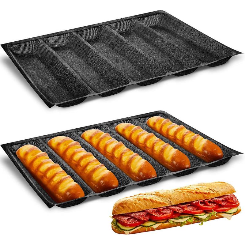5 Cavity Hoagie Rolls Pan Nons - Kitchen Essentials Baking Tray review and price