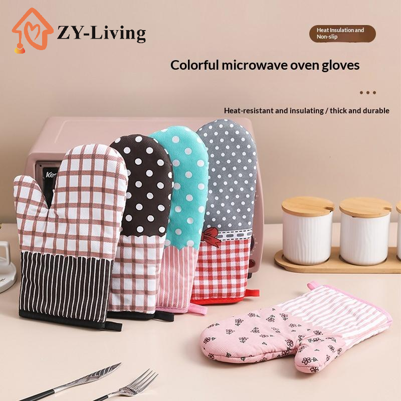 1Pcs Thickened Plaid Microwave - Kitchen Baking Gloves review and price