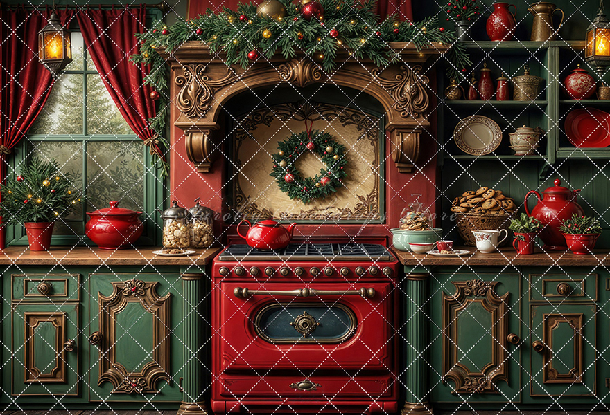 Nostalgic Christmas Kitchen Ba - Kitchen Baking Background review and price