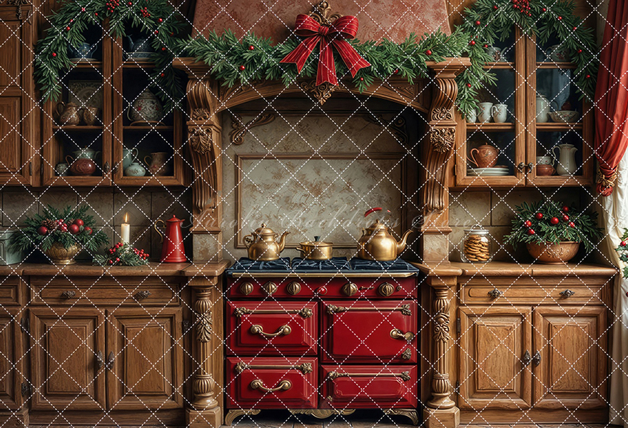Nostalgic Christmas Kitchen Ba - Kitchen Baking Background review and price