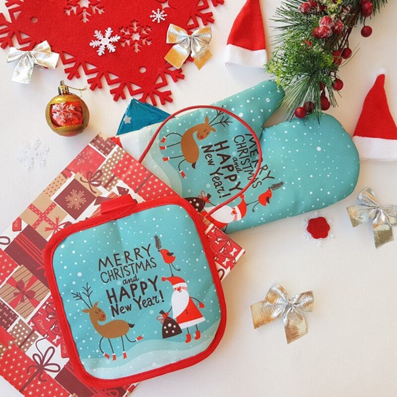 2pcs/set Christmas Oven Mitts  - Kitchen Baking Gloves review and price