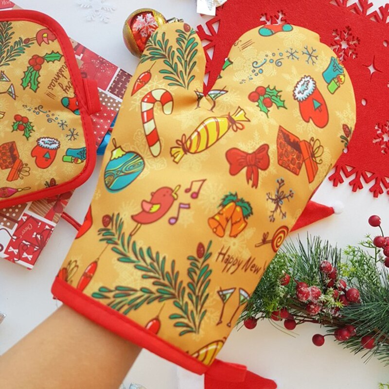 2pcs/set Christmas Oven Mitts  - Kitchen Baking Gloves review and price