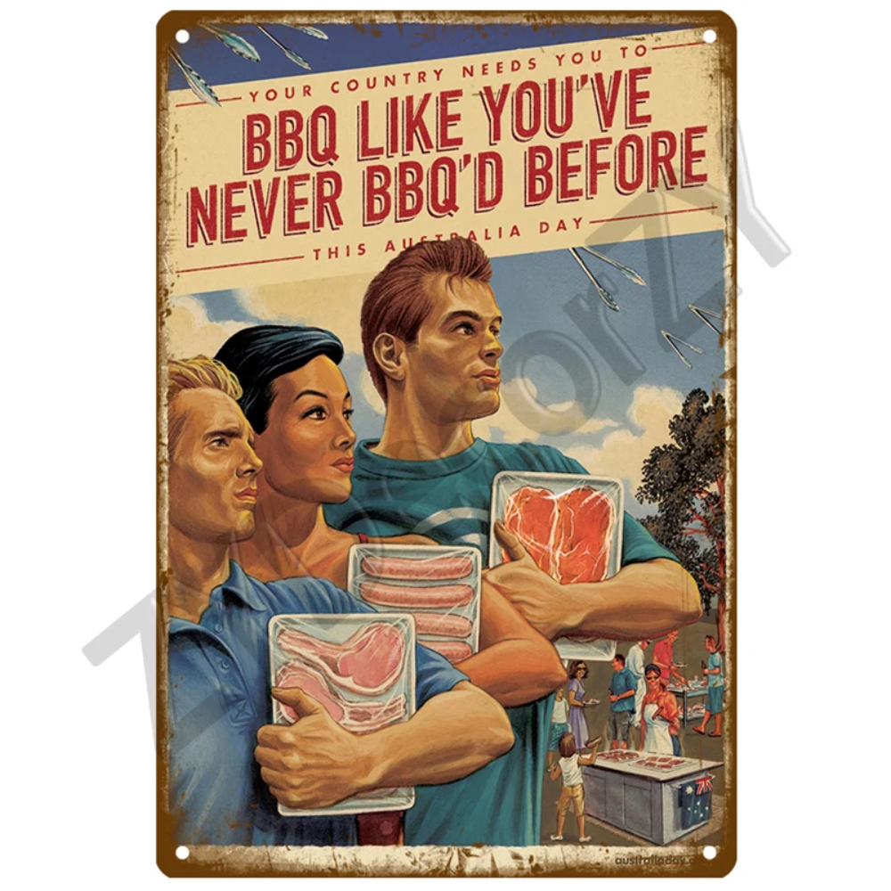 Retro BBQ Sign - Vintage Wall  - Kitchen Q review and price